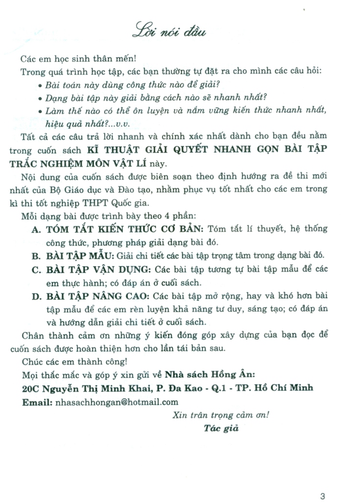 KĨ THUẬT GIẢI QUYẾT NHANH GỌN BÀI TẬP TRẮC NGHIỆM VẬT LÍ (Dùng chung cho các bộ SGK hiện hành)